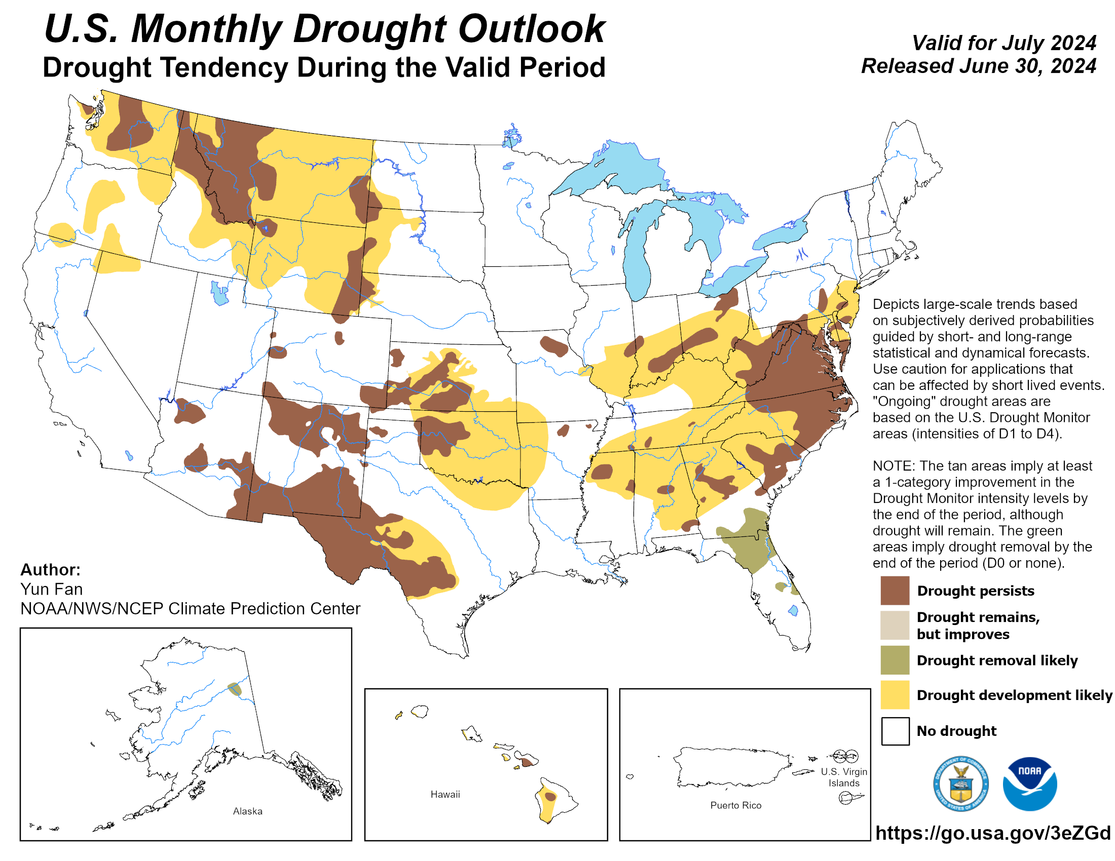 United States Monthly Drought Outlook Graphic - click on image to enlarge