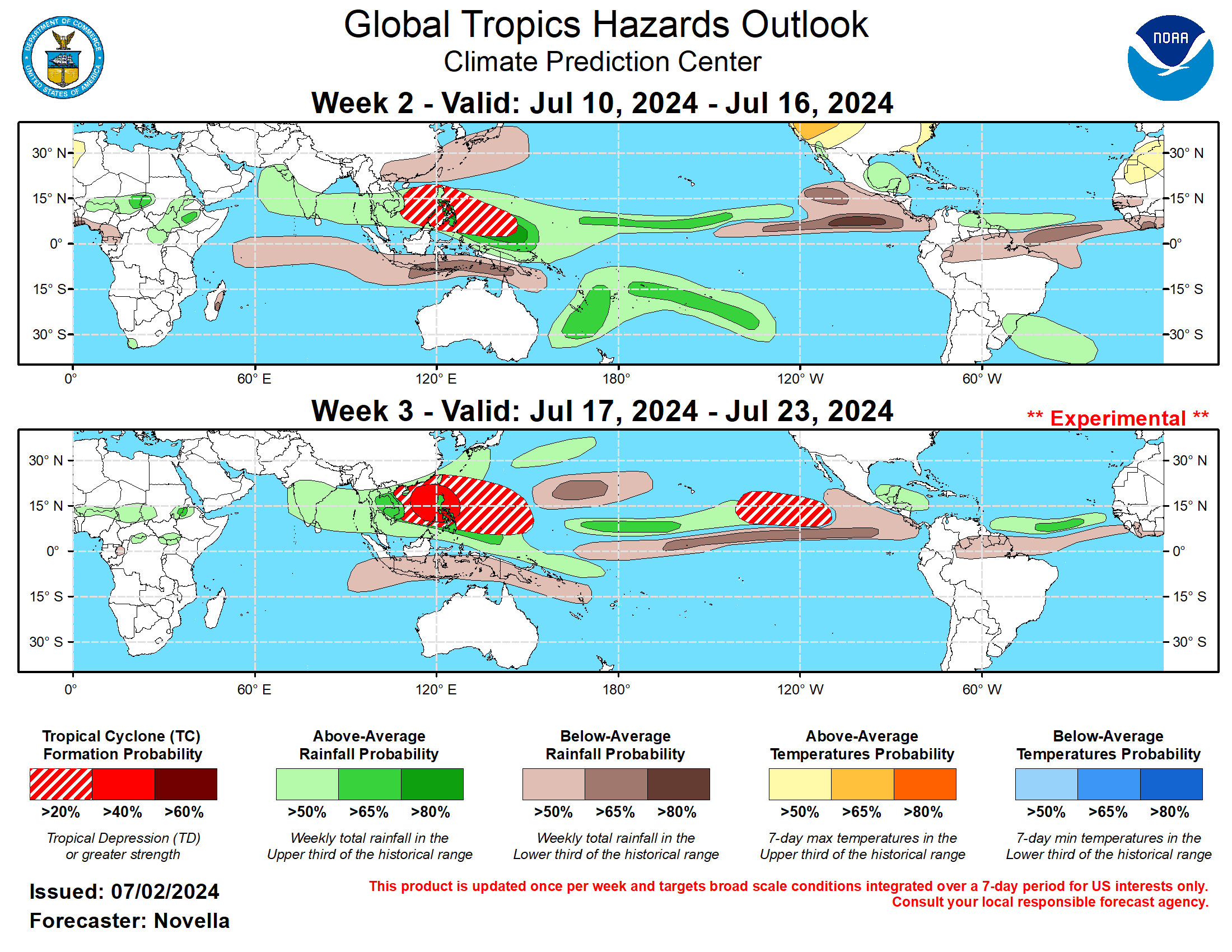 NOAA Weeks 2-3 Global Tropics Hazards Outlook